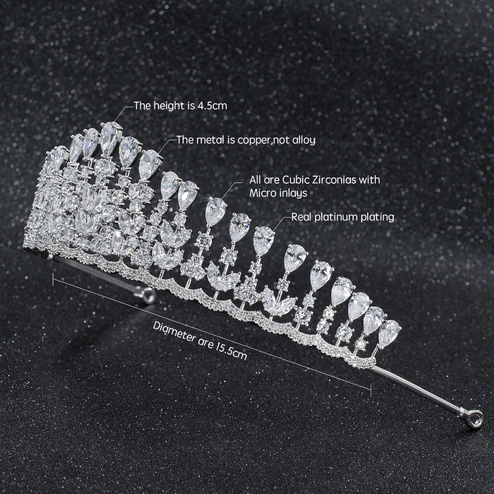 Cubic zircon wedding  bridal royal tiara diadem crown CH10255 - sepbridals