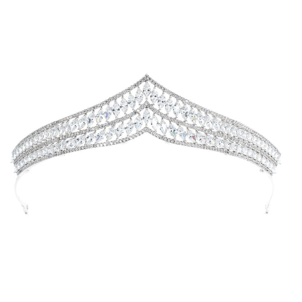 Classic cz cubic zirconia wedding bridal tiara diadem crown  CH10140 - sepbridals