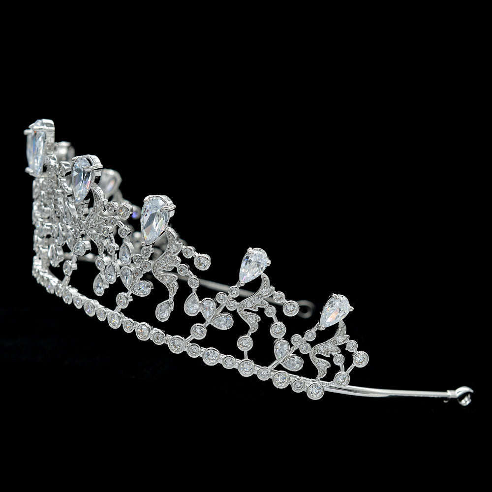 Cubic Zirconia Royal Wedding Bridal Silver Tiara Crown CH10081 - sepbridals