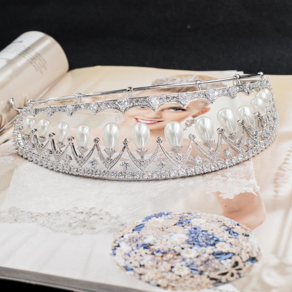 Cubic zirconia wedding  bridal royal tiara diadem crown CH10080 - sepbridals