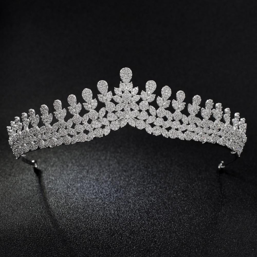 Cubic zircon wedding  bridal royal tiara diadem crown S16271 - sepbridals