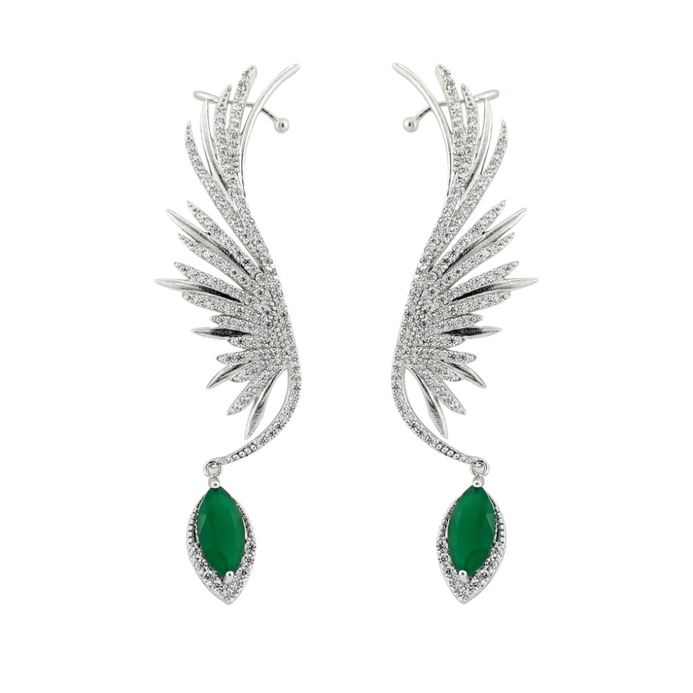 Cubic Zirconia Green Dangle Bridal Wedding Earring CE10020 - sepbridals