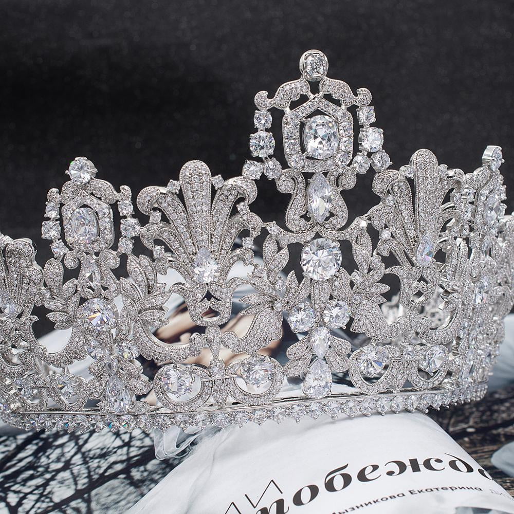 10.5CM Cubic Zirconia Luxembourg Replica  Large Tiara for Wedding,Queens Tiaras HG026 - sepbridals