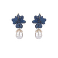 Cubic Zircon Cz Flowers Earrings For Wedding Crystals Leaf Earring For Bride Women Girl Birthday Party - CE11034 - Blue