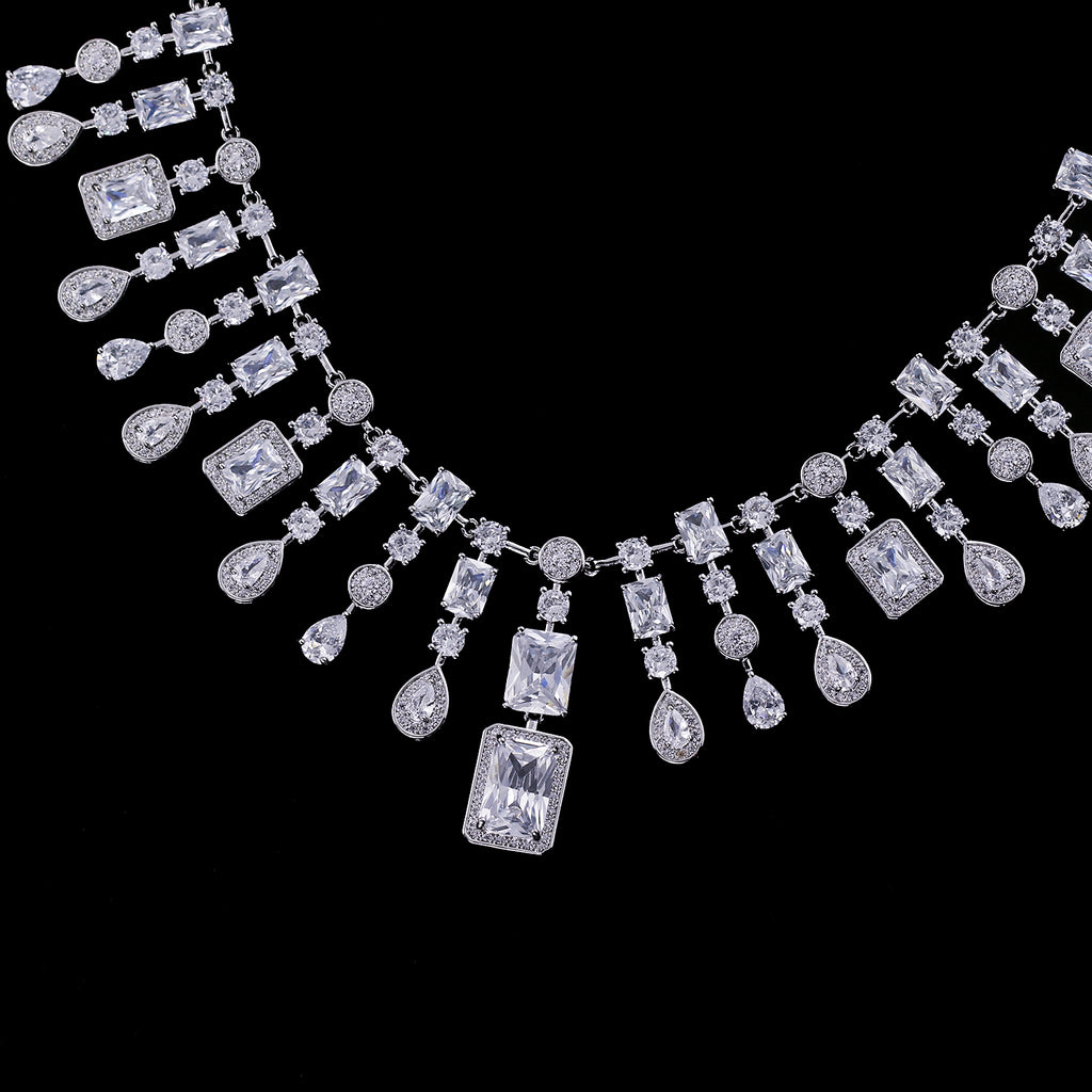 Cubic zirconia bride wedding necklace earring set top quality  CN10307 - sepbridals