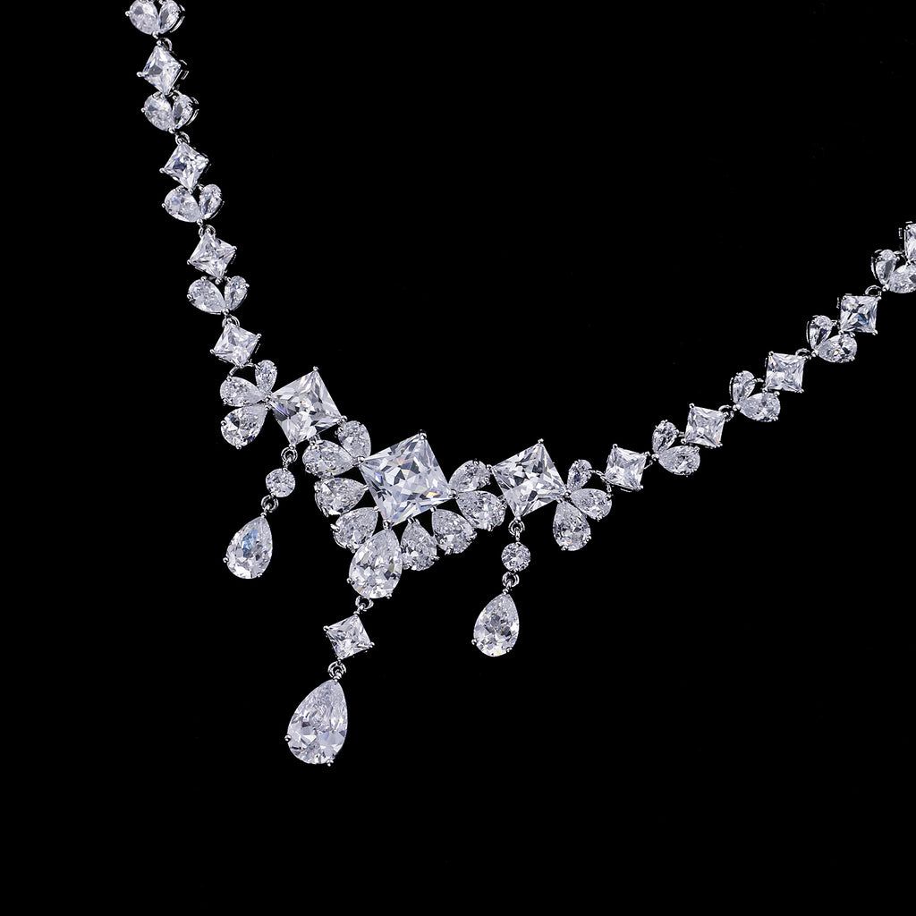 Cubic zirconia bride wedding necklace earring set top quality  CN10154 - sepbridals