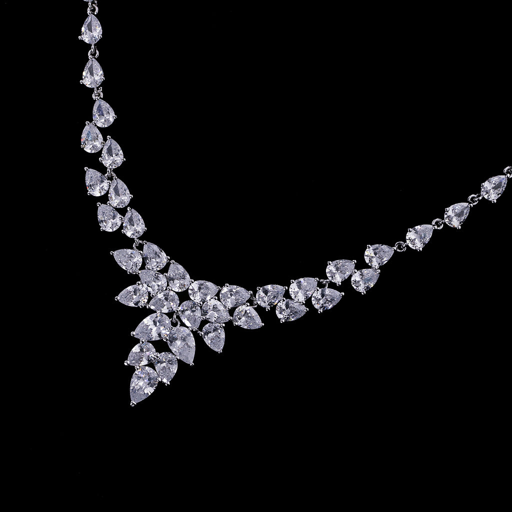 Cubic zirconia bride wedding necklace earring set top quality  CN10278 - sepbridals