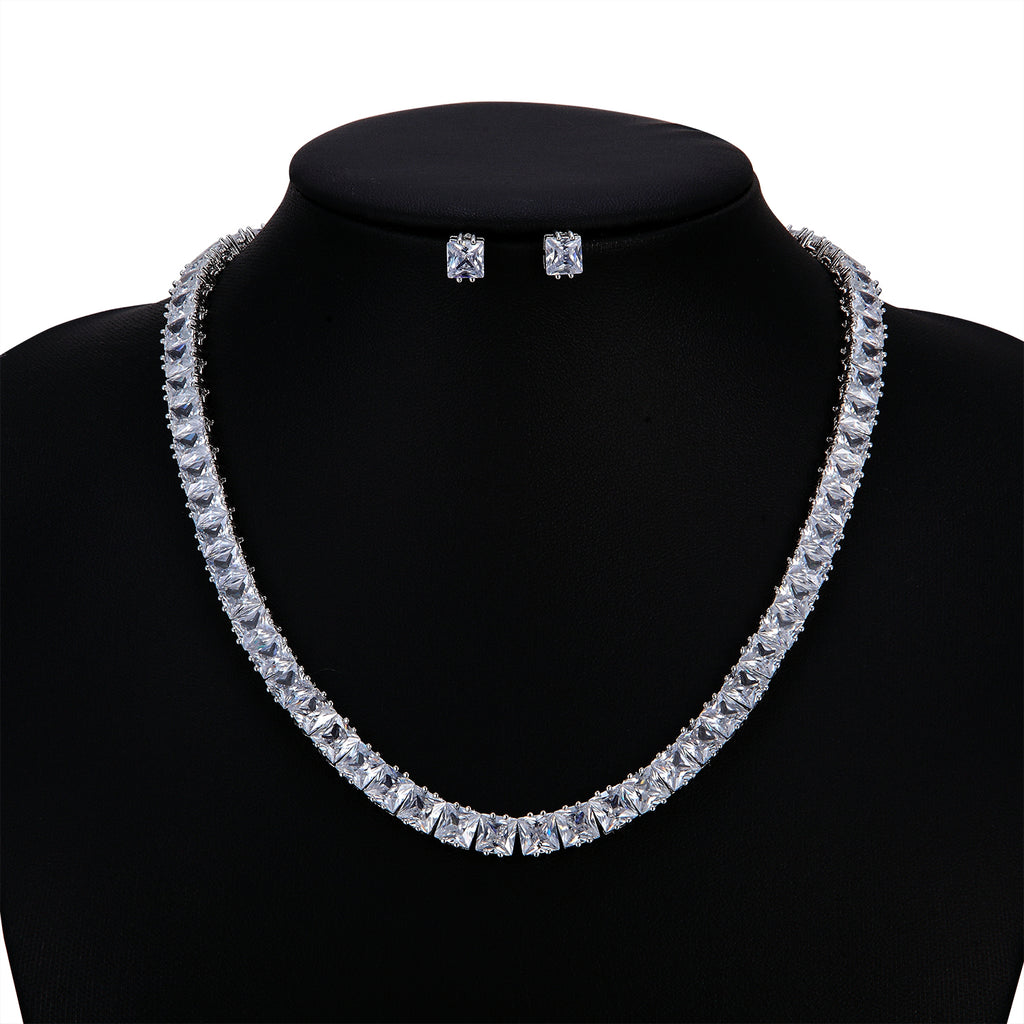 Cubic zirconia bride wedding necklace earring set top quality  CN10067 - sepbridals