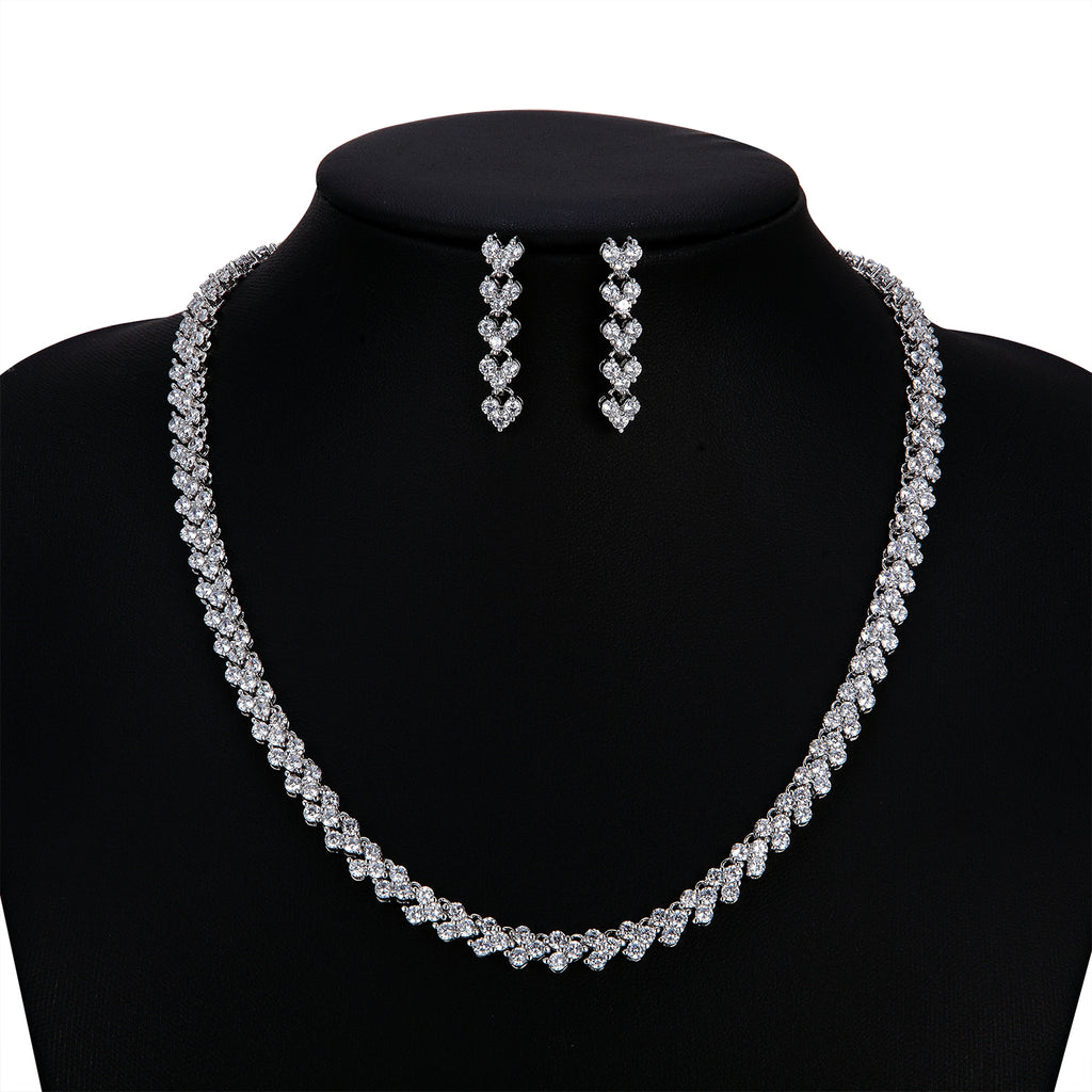 Cubic zirconia bride wedding necklace earring set top quality  CN10064 - sepbridals