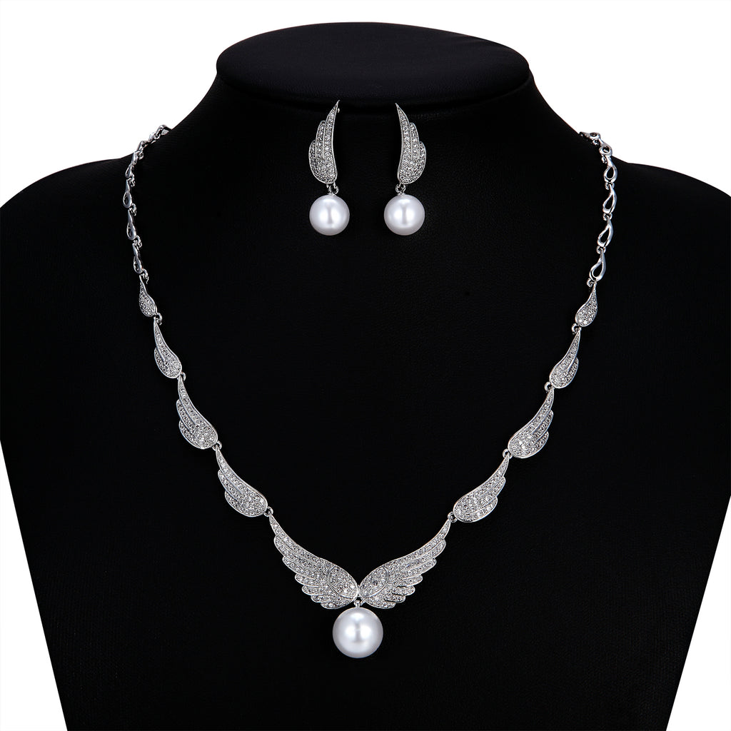 Cubic zirconia bride wedding necklace earring set top quality CN10251 - sepbridals