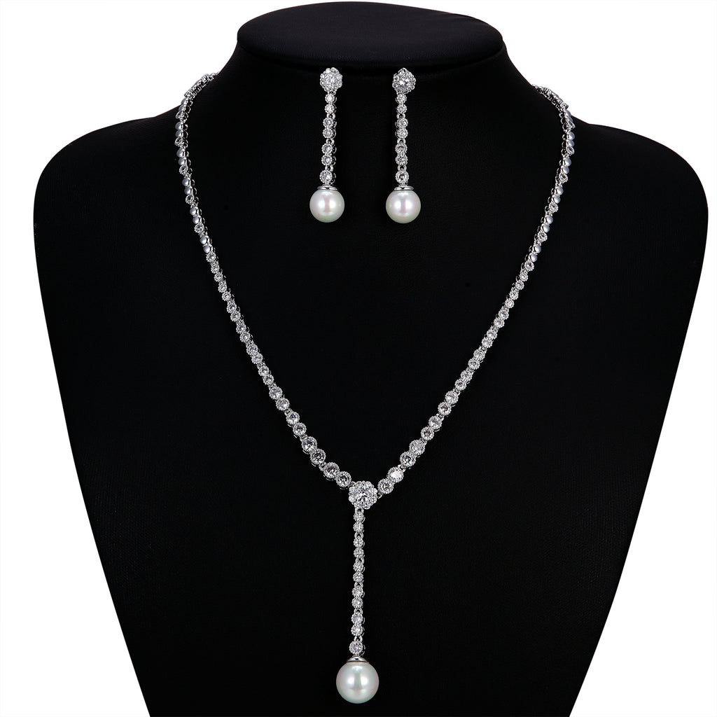 Cubic zirconia bride wedding necklace earring set top quality  CN10233 - sepbridals