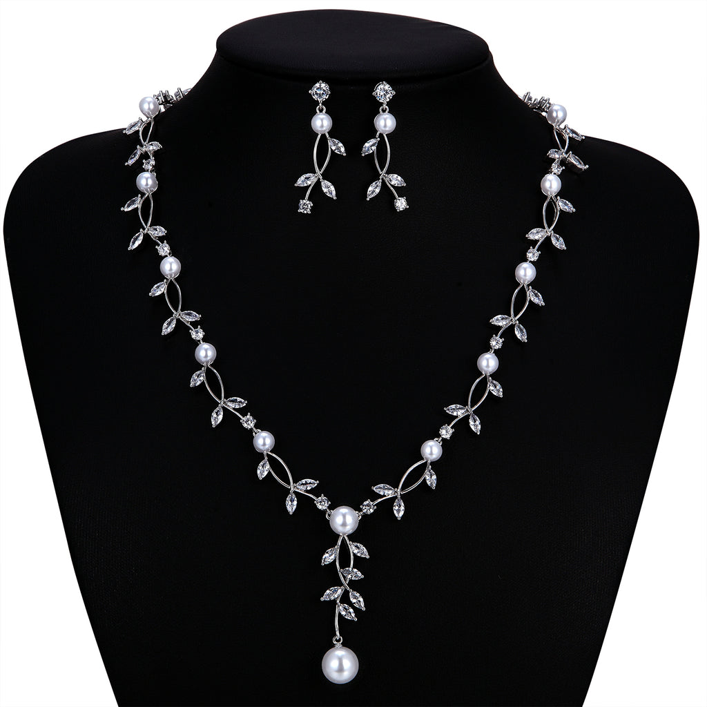 Cubic zirconia bride wedding necklace earring set top quality CN10252 - sepbridals