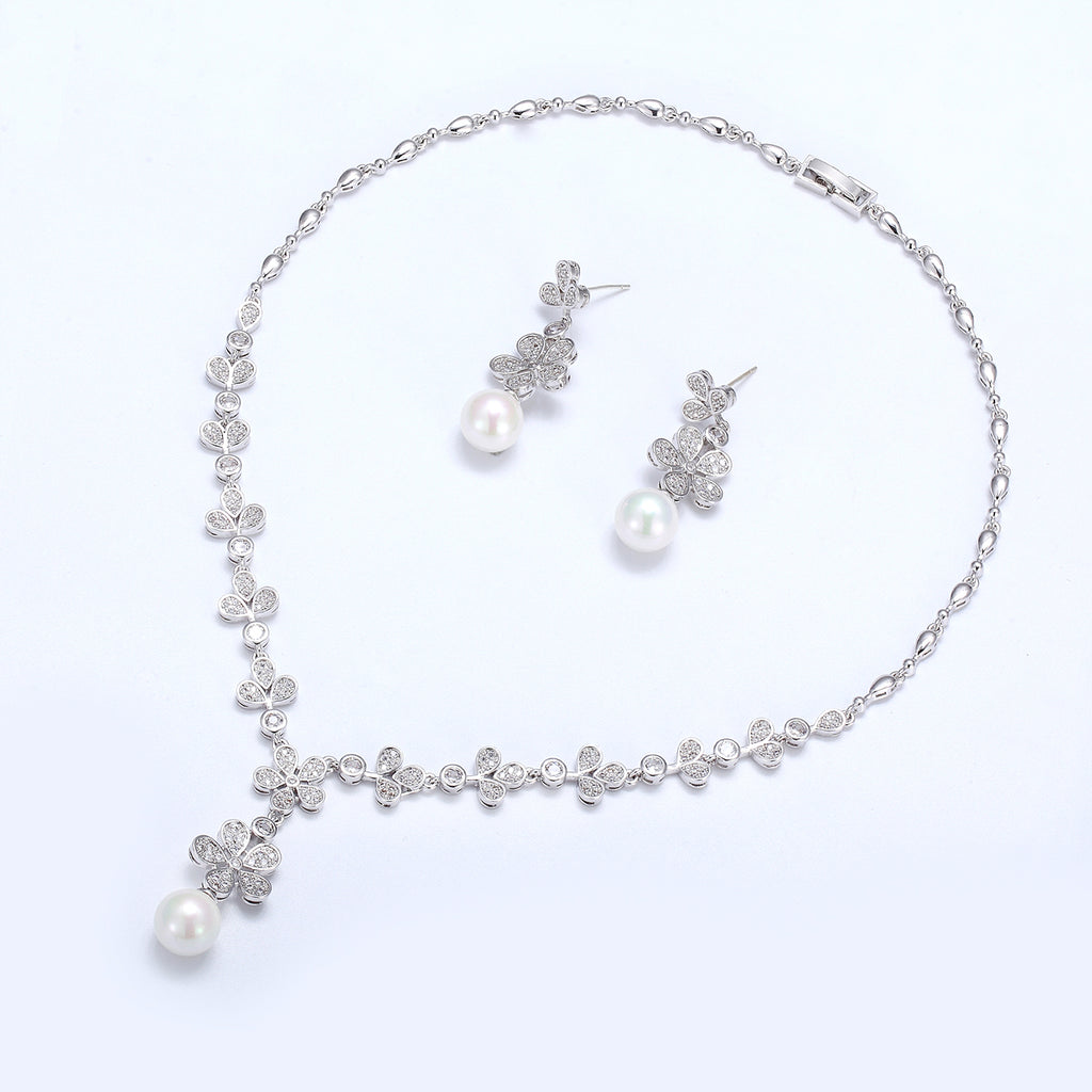Cubic zirconia bride wedding necklace earring set top quality CN10267 - sepbridals