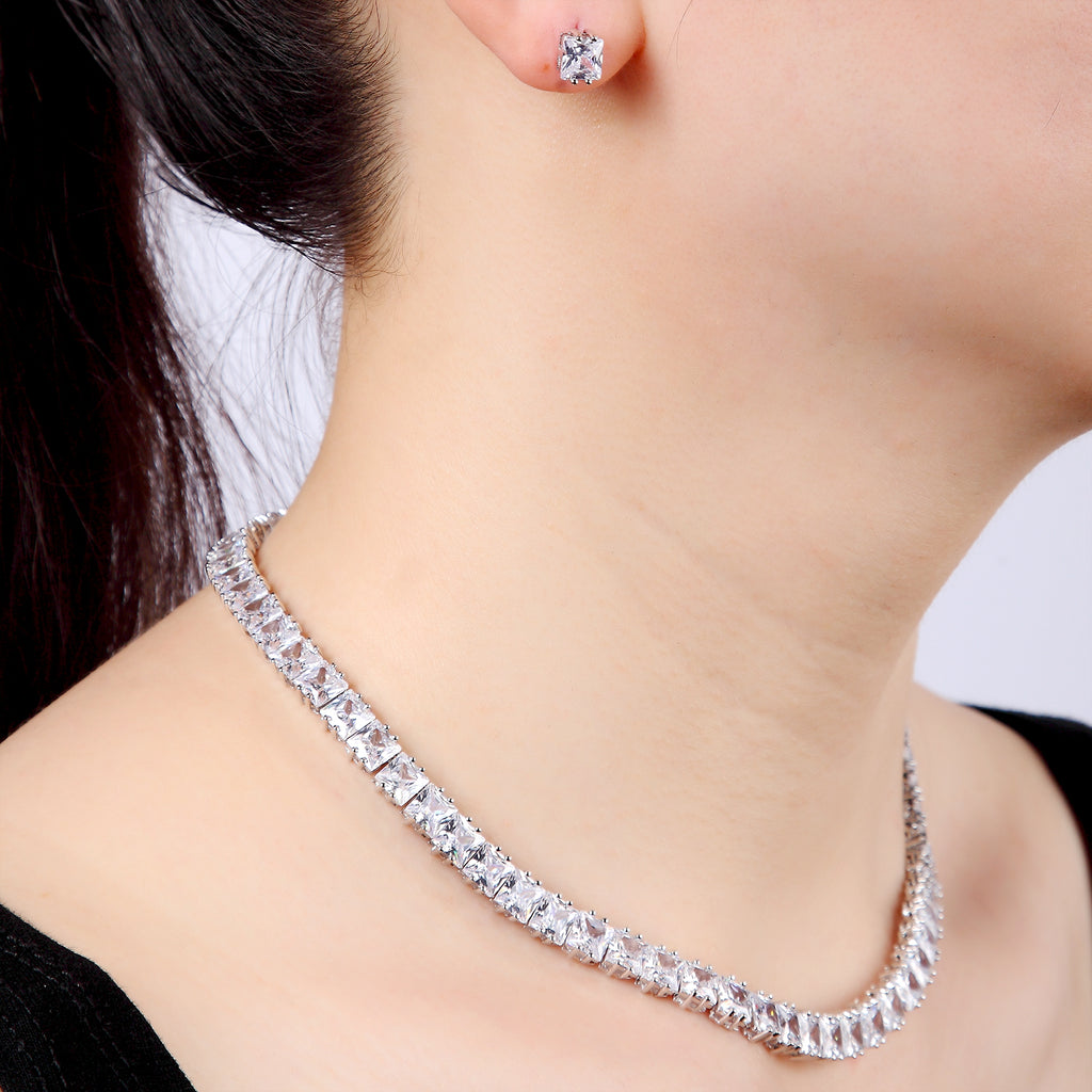 Cubic zirconia bride wedding necklace earring set top quality  CN10067 - sepbridals