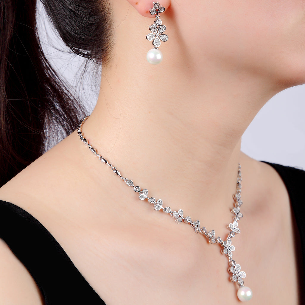 Cubic zirconia bride wedding necklace earring set top quality CN10267 - sepbridals