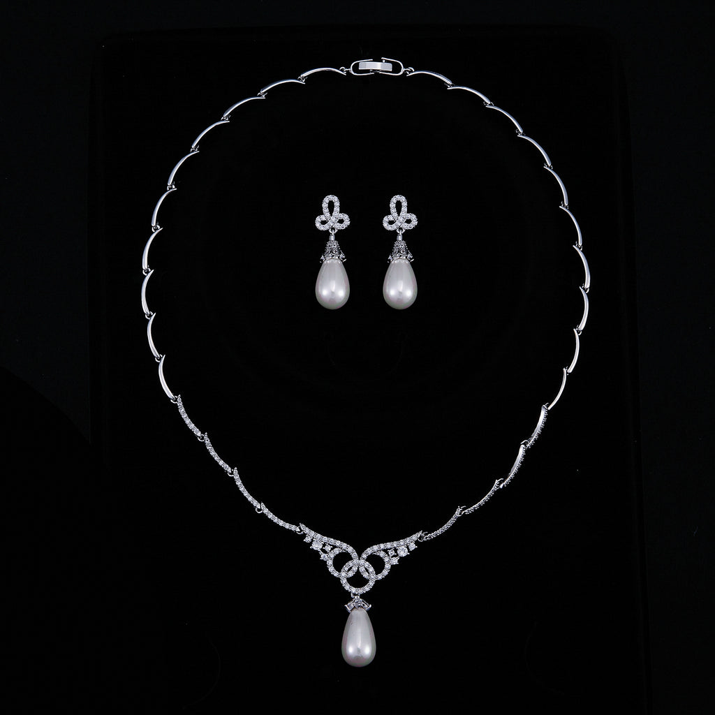 Cubic zirconia bride wedding necklace earring set top quality  CN10236 - sepbridals