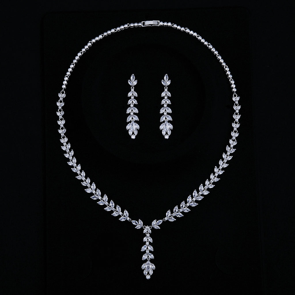 Cubic zirconia bride wedding necklace earring set top quality  CN10145 - sepbridals