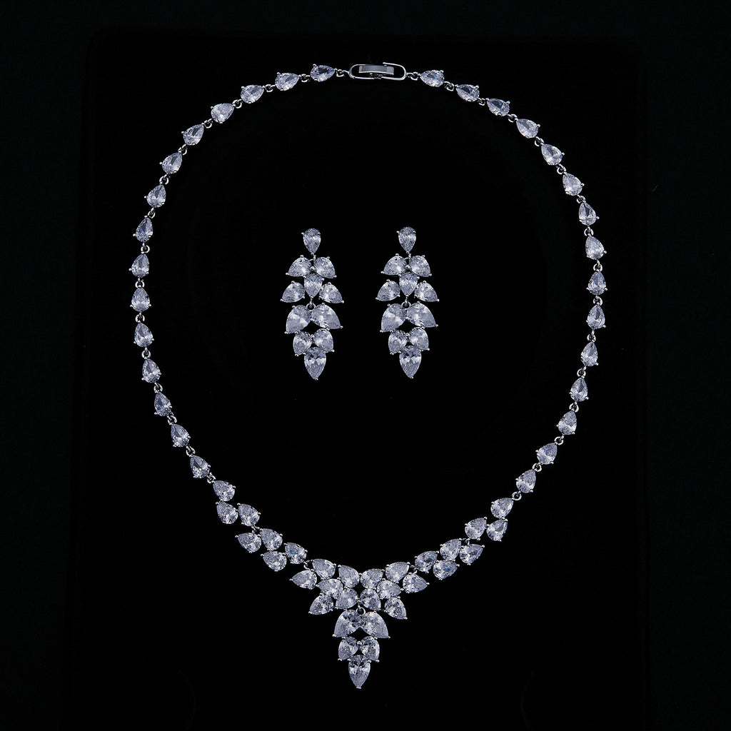 Cubic zirconia bride wedding necklace earring set top quality  CN10278 - sepbridals