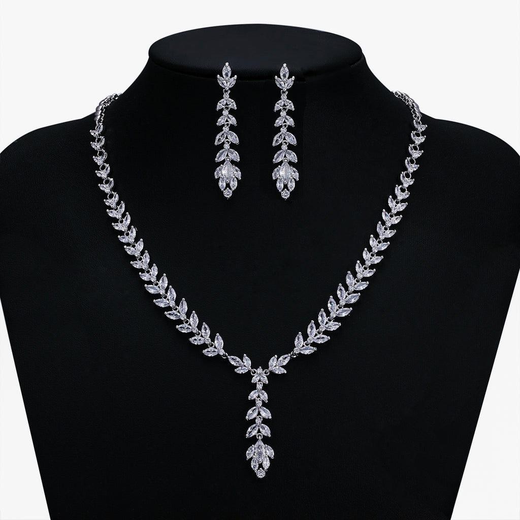 Cubic zirconia bride wedding necklace earring set top quality  CN10145 - sepbridals