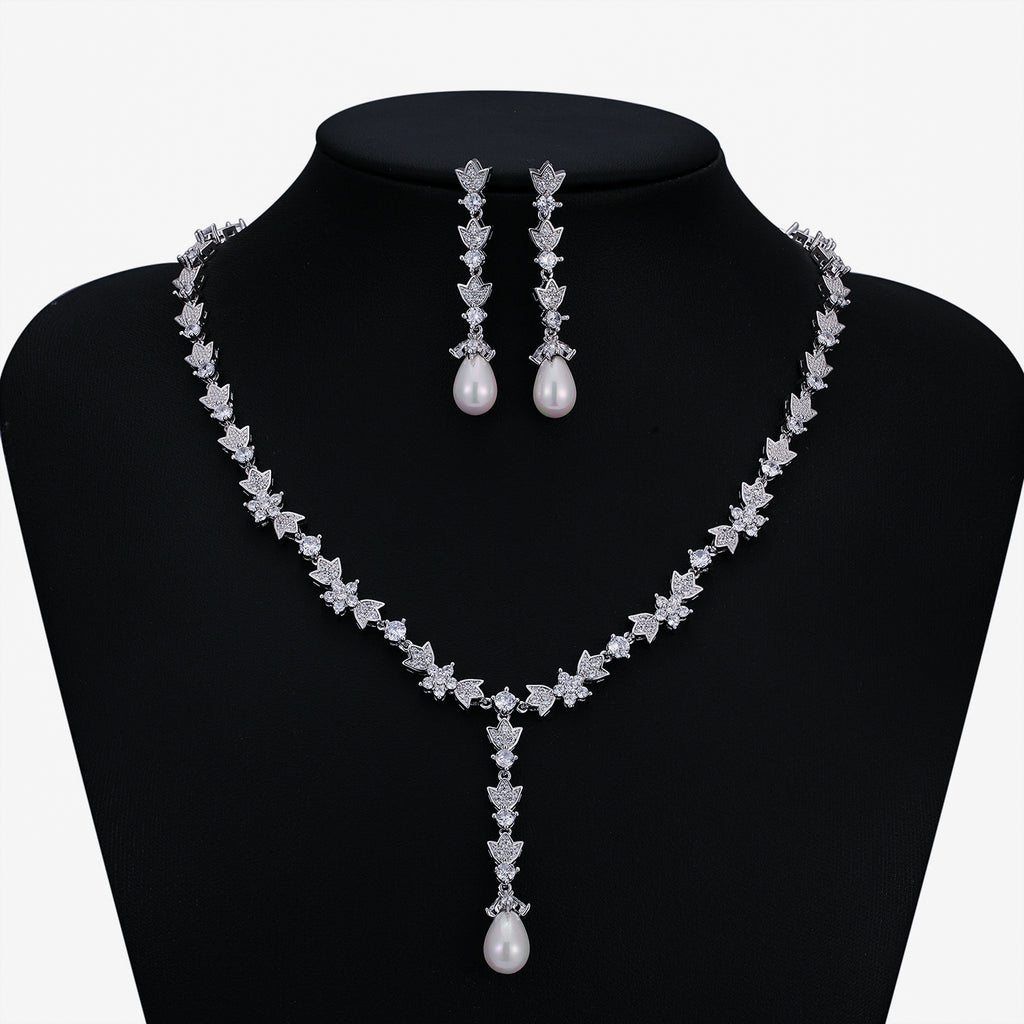 Cubic zirconia bride wedding necklace earring set top quality  CN10283 - sepbridals