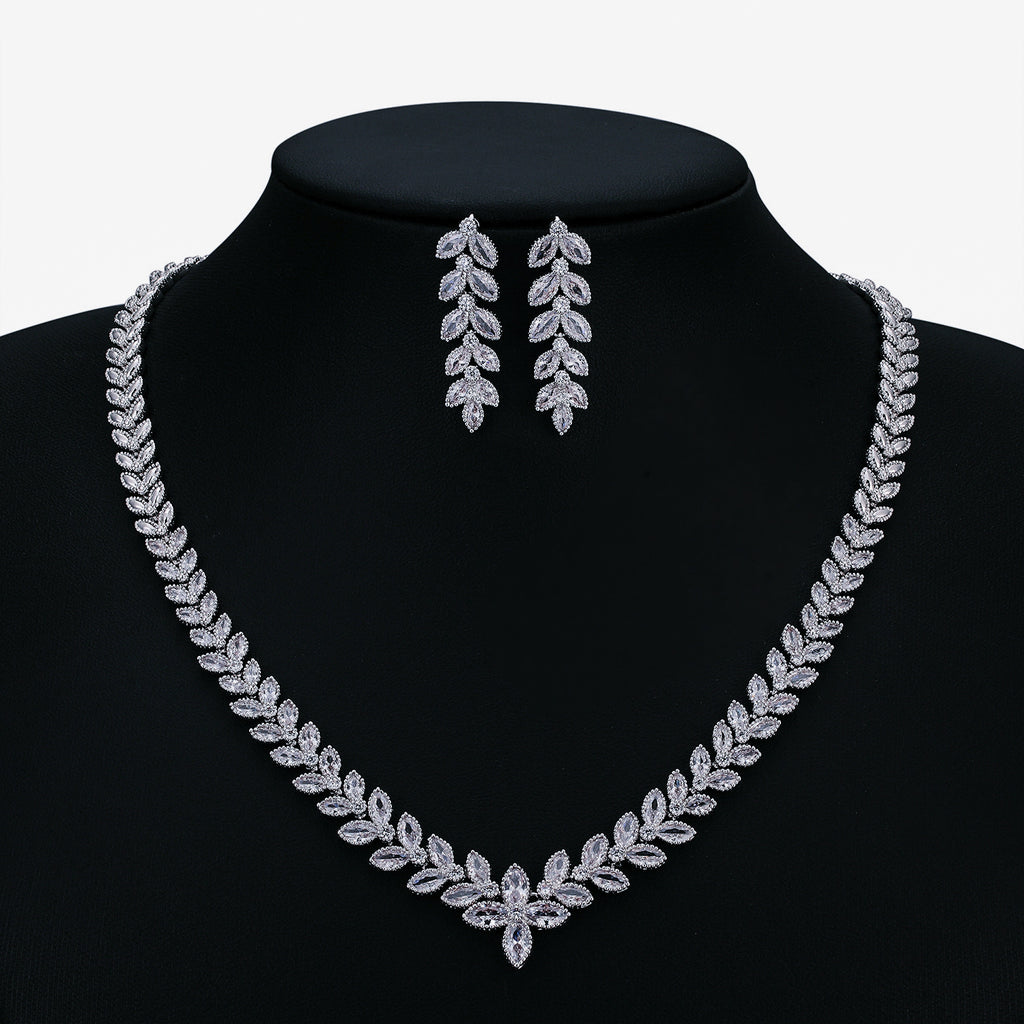 Cubic zirconia bride wedding necklace earring set top quality  CN10272 - sepbridals