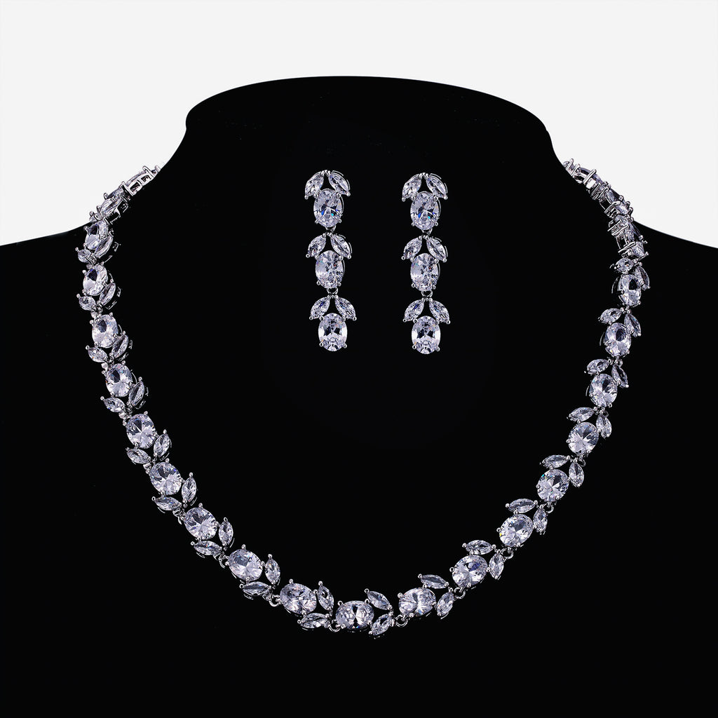 Cubic zirconia bride wedding necklace earring set top quality CN10293 - sepbridals