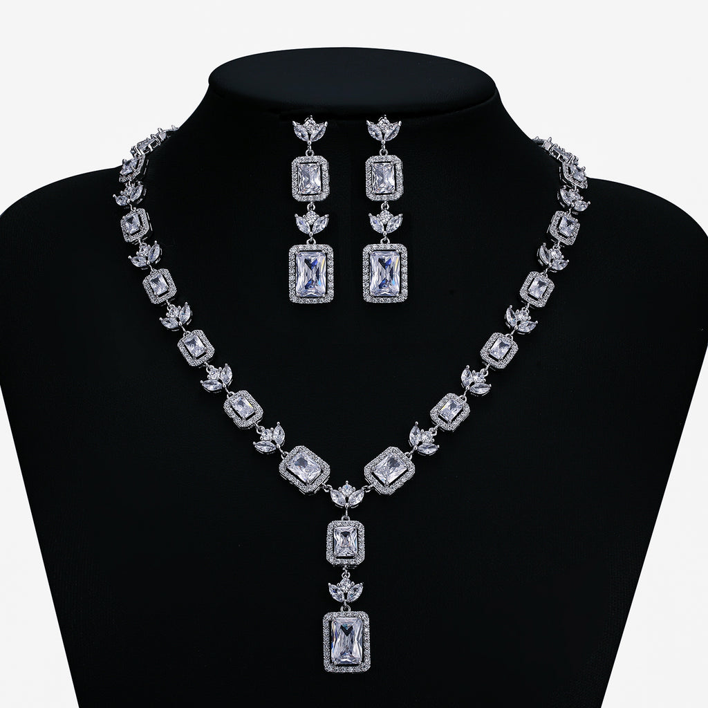 Cubic zirconia bride wedding necklace earring set top quality  CN10230 - sepbridals