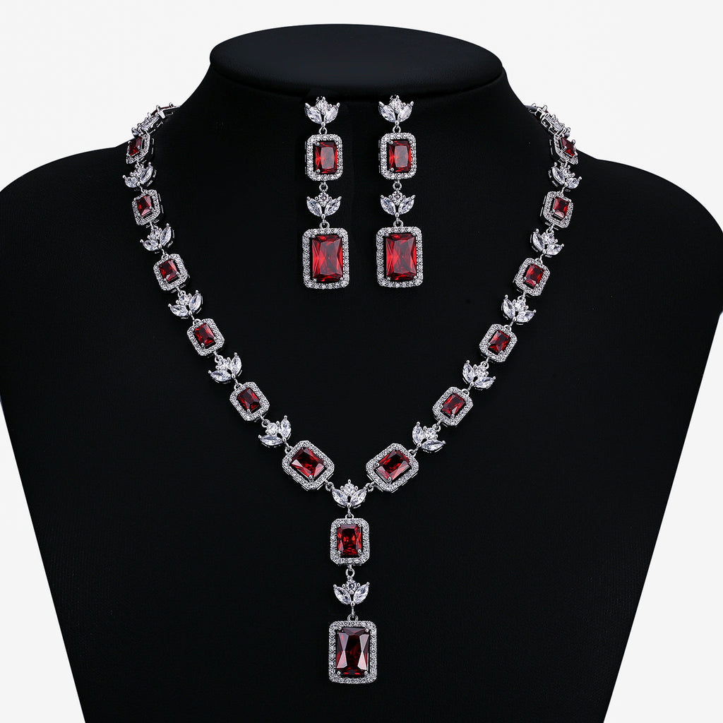 Cubic zirconia bride wedding necklace earring set top quality  CN10230 - sepbridals