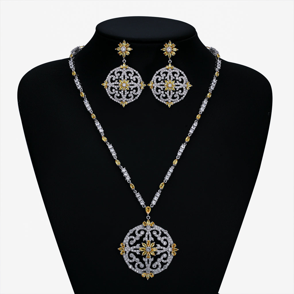 Cubic zirconia bride wedding necklace earring set top quality  CN10191 - sepbridals