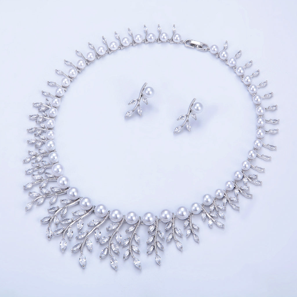 Cubic zirconia bride wedding necklace earring set top quality CN10300 - sepbridals