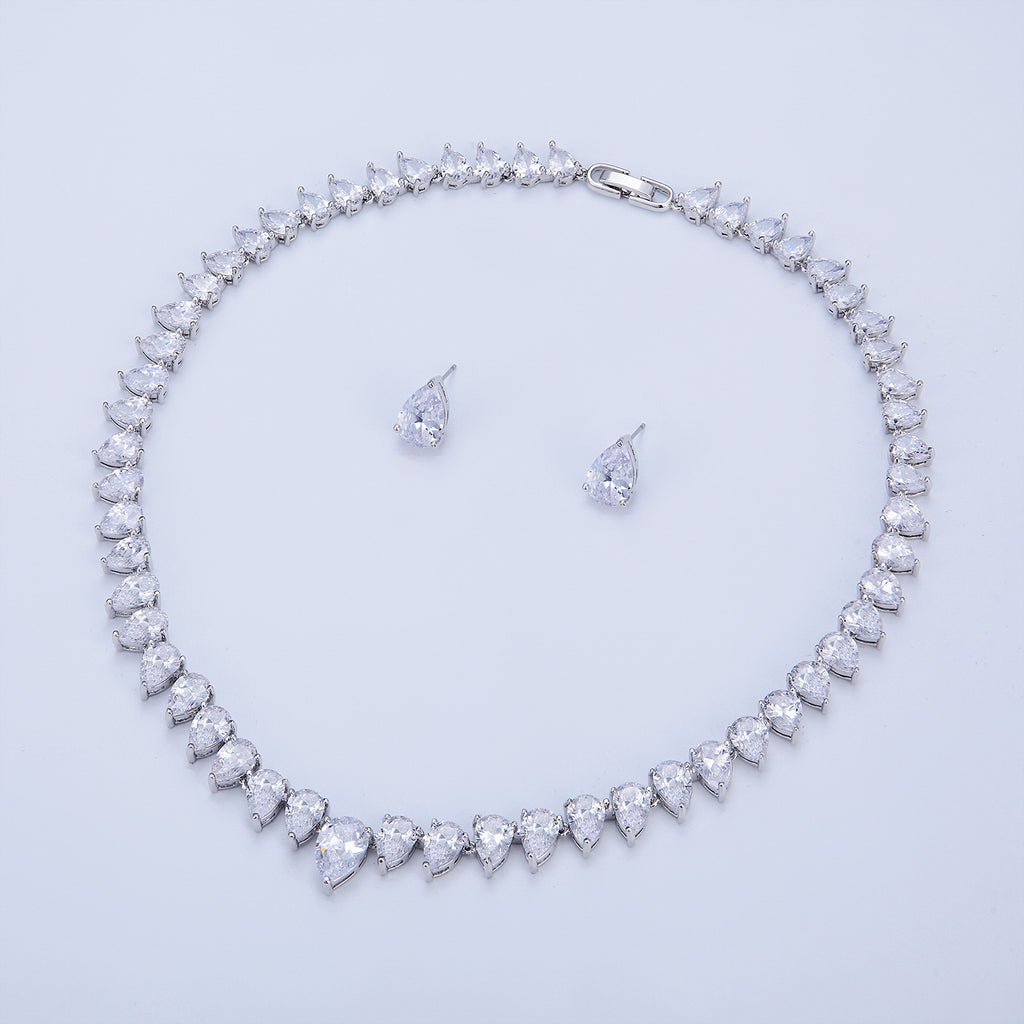 Cubic zirconia bride wedding necklace earring set top quality  CN10271 - sepbridals