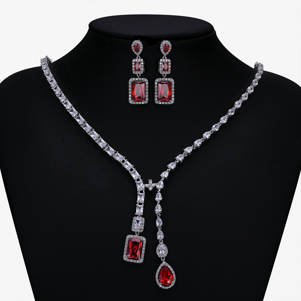 Cubic zirconia bride wedding necklace earring set top quality  CN10256 - sepbridals