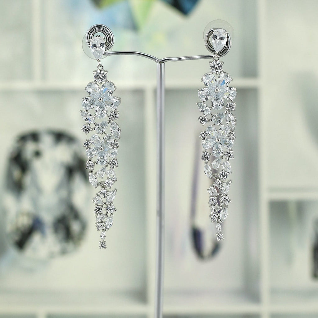 Crystal Cubic Zirconia CZ Copper Water Drop Dangle Earring CE10688 - sepbridals