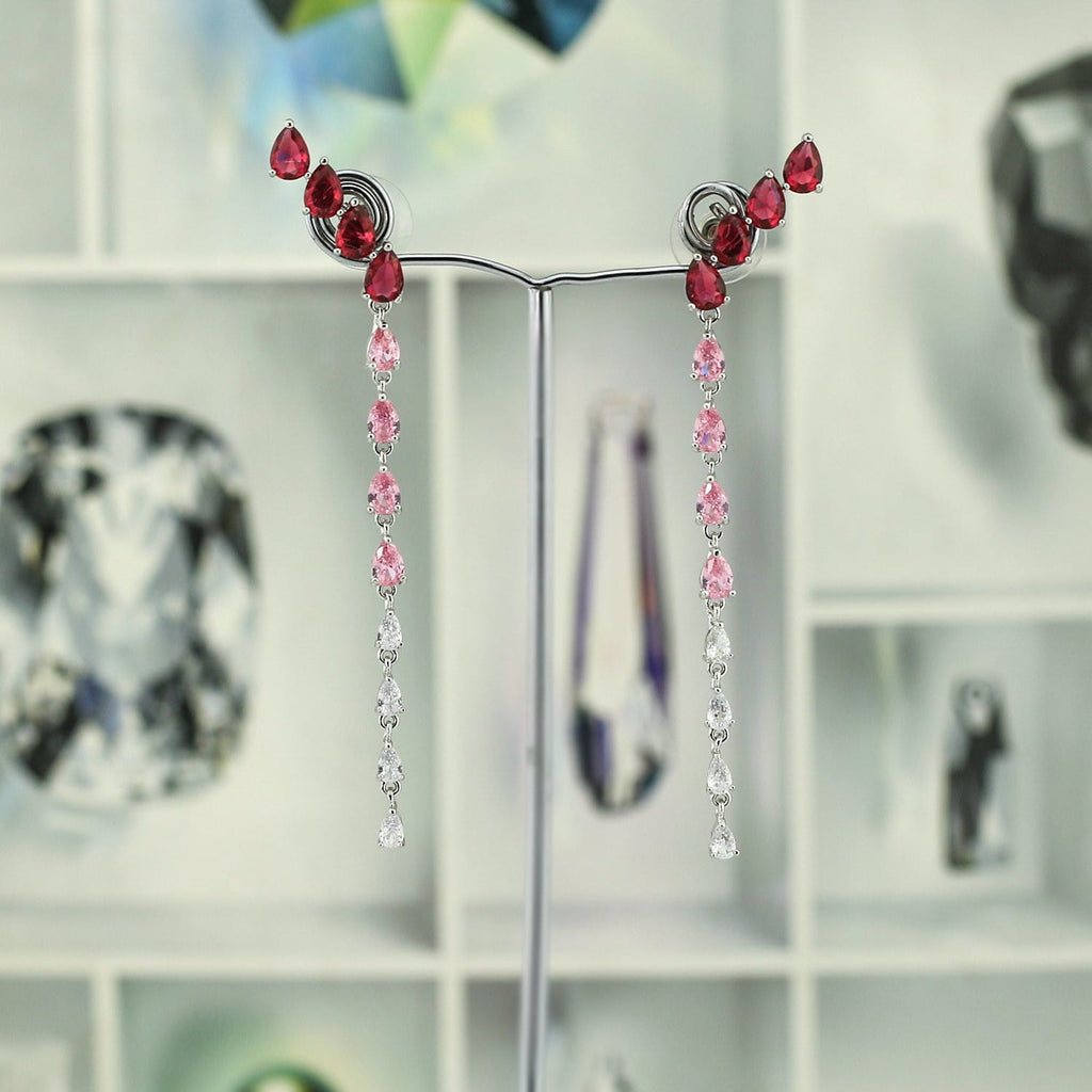 Crystal Cubic Zirconia CZ Copper Water Drop Dangle Earring CE10878 - sepbridals