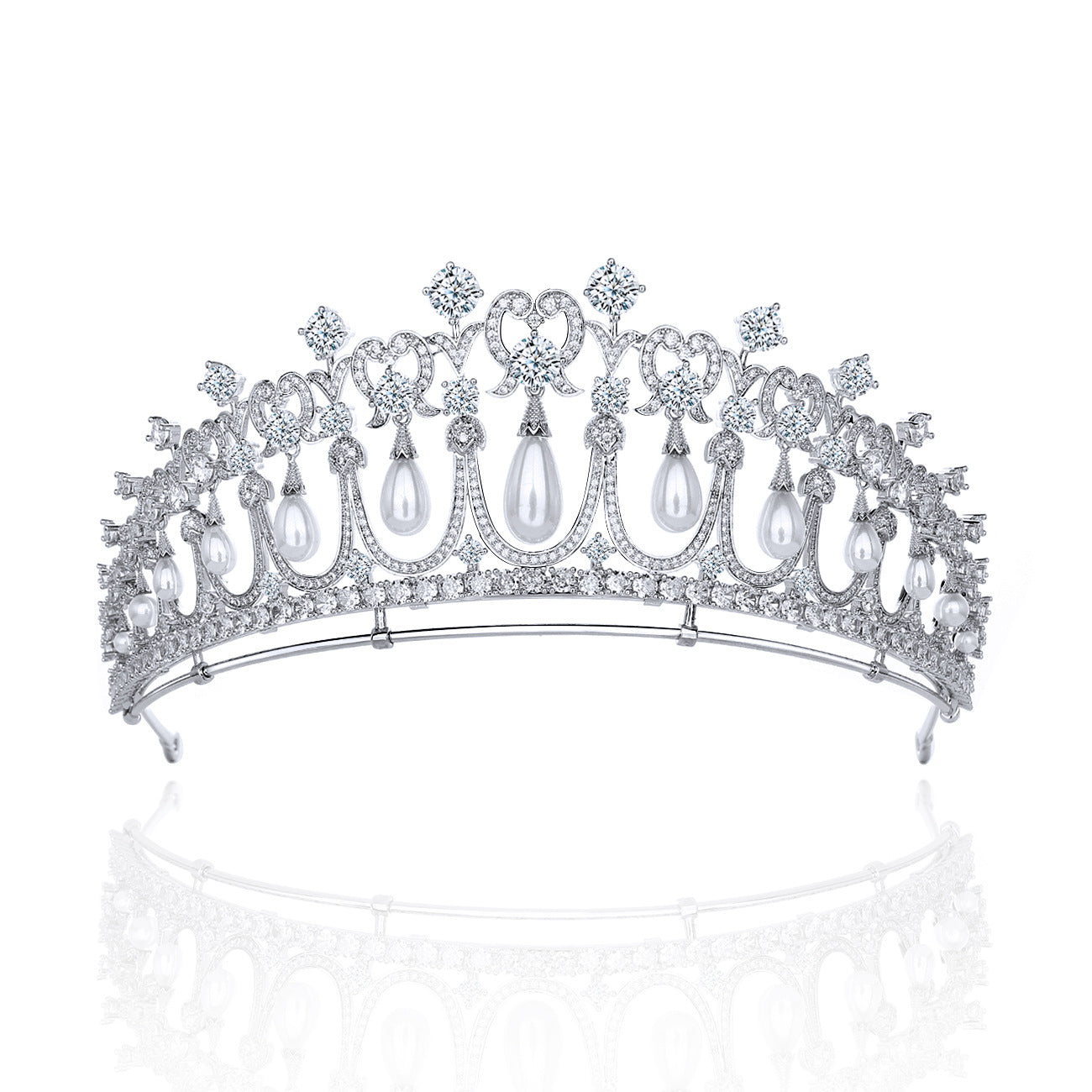 The Cambridge Lover's Knot Tiara,Classic Europe Royal Replica Pearls Tiara  for Wedding CH10018