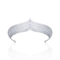 Classic Cubic Zirconia Wedding Tiara : Platinum-Plated Silver, Micro-Pave Brilliance - CH10053