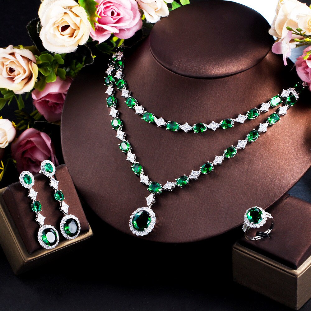 Ensemble de bijoux fleur de luxe pour femme, collier, boucle d