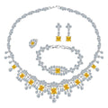 Beliebtes Abendkleid, Hochzeit, Brautschmuck-Set, leichte Luxus-Halskette, Ohrringe, Armbänder, Ring, 4 Sets für Frauen SZT0265 - Gold