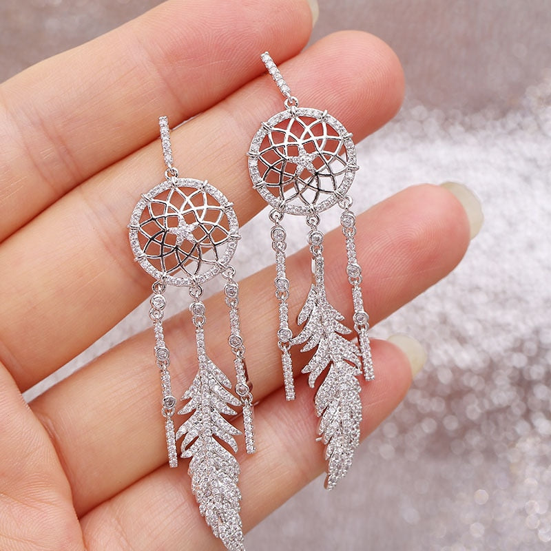 Look and Adorn Designer Handmade Oxidised Silver Blue Crystal Drop Dreamcatcher  Earring – Lookandadorn.com
