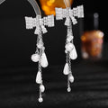 Tempérament français lumière luxe mode long arc zircon perle gland boucles d'oreilles s925 argent aiguille LYX149 - Mèche