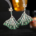 New Trendy cubic zirconia ddiamond settore orecchini donne wendding gioielli orecchio vestito da partito accessori LYH073 - Verde