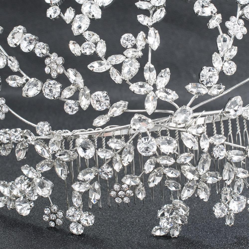 Classic Crystals Rhinestone Big Bridal Wedding Veil Soft Headbands Hair Combs HG084 - sepbridals