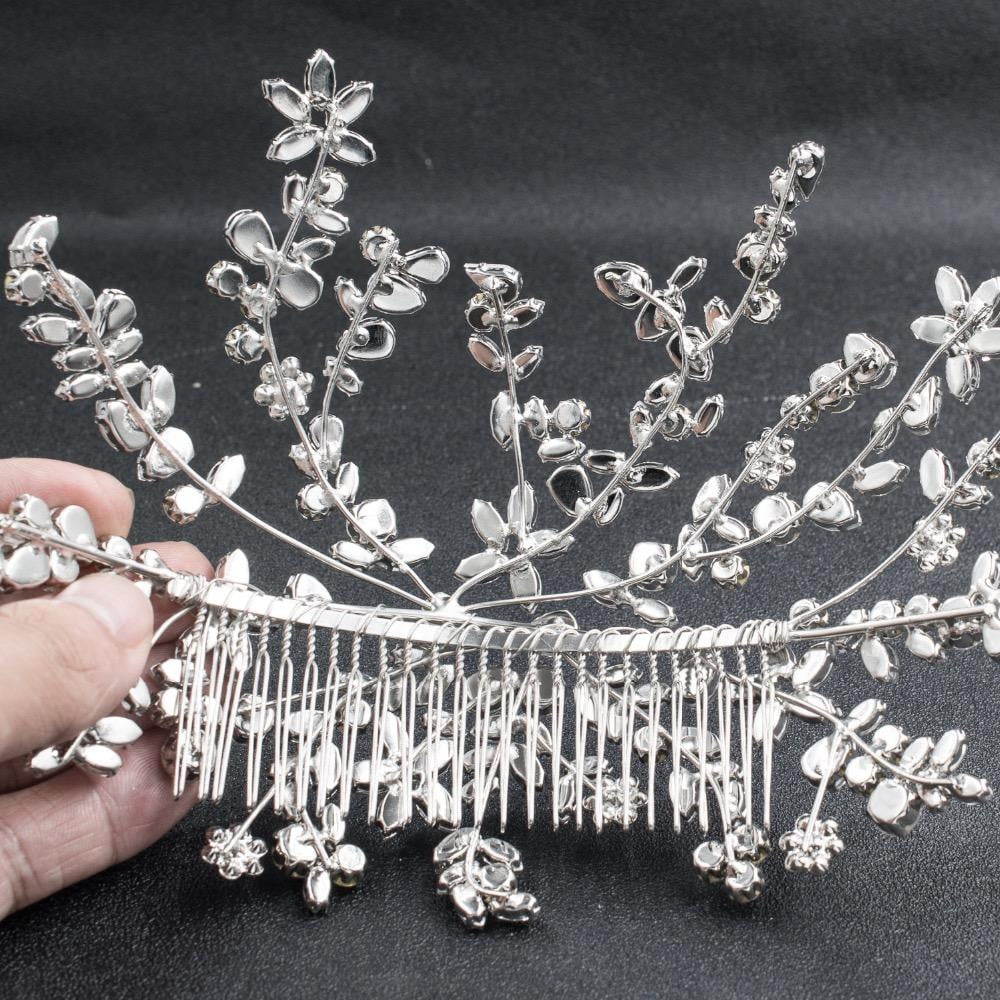 Classic Crystals Rhinestone Big Bridal Wedding Veil Soft Headbands Hair Combs HG084 - sepbridals