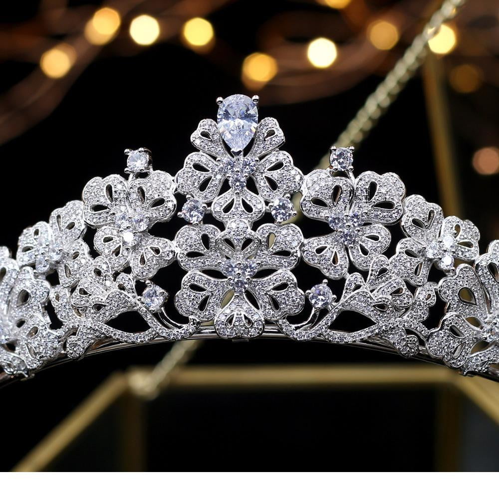 Classic Cubic Zircon Wedding Tiara Diadem for Bridal Hair Accessories HG7054 - sepbridals