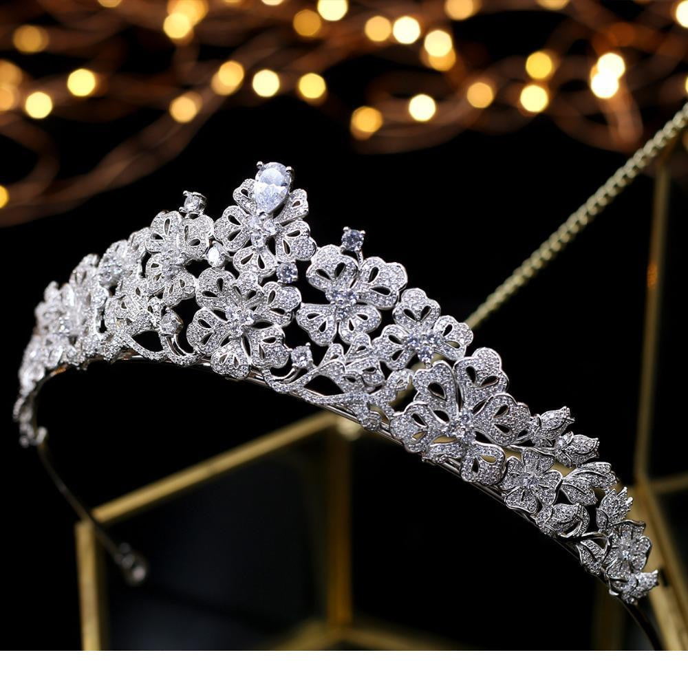 Classic Cubic Zircon Wedding Tiara Diadem for Bridal Hair Accessories HG7054 - sepbridals